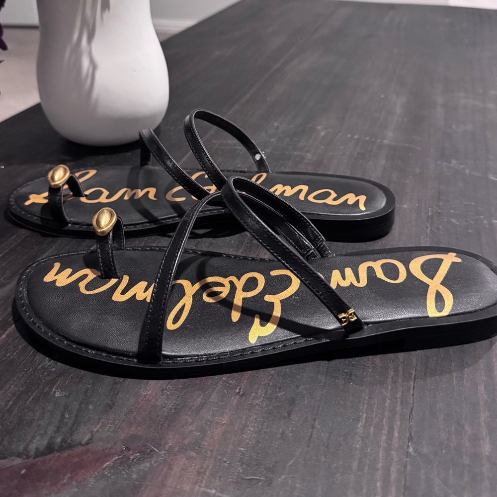 Sam Edelman Black and Gold Strappy Sandals - Picture 2 of 4